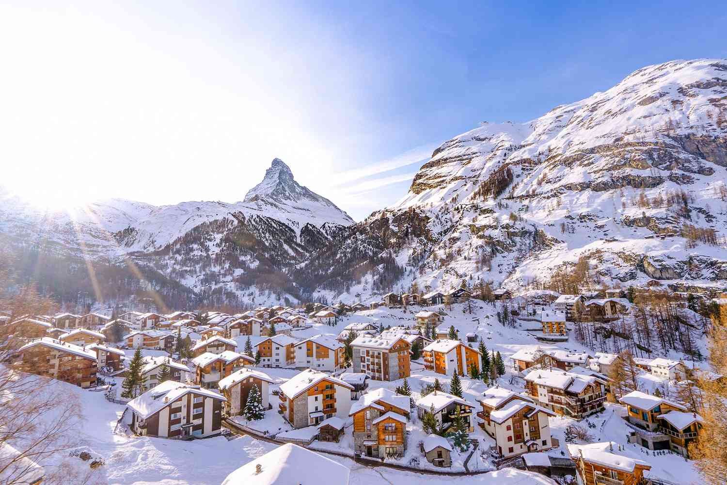 Zermatt im Winter mit Blick auf das Matterhorn